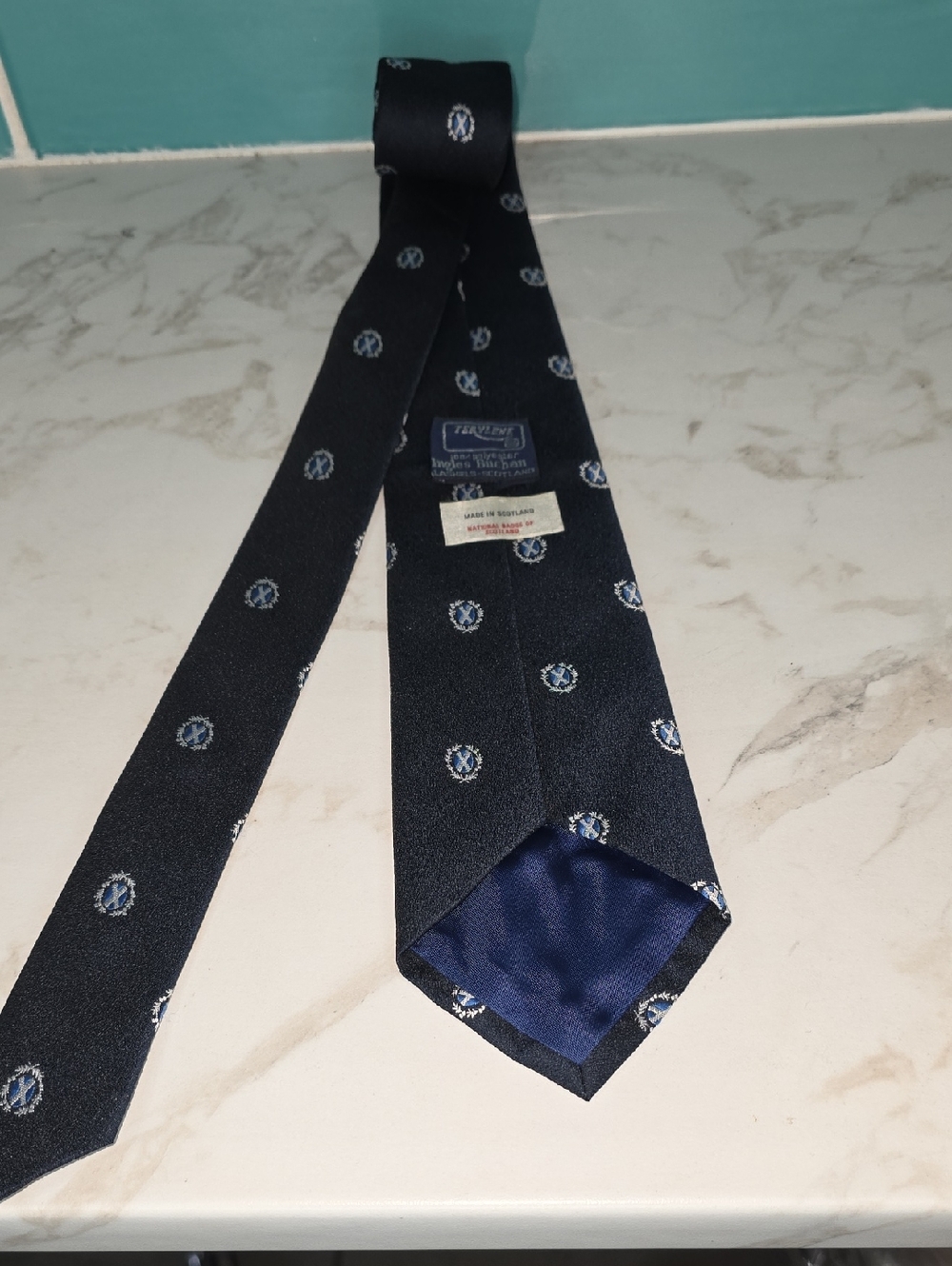 Men's Navy Patterned Silk Tie - Classic Professional Style